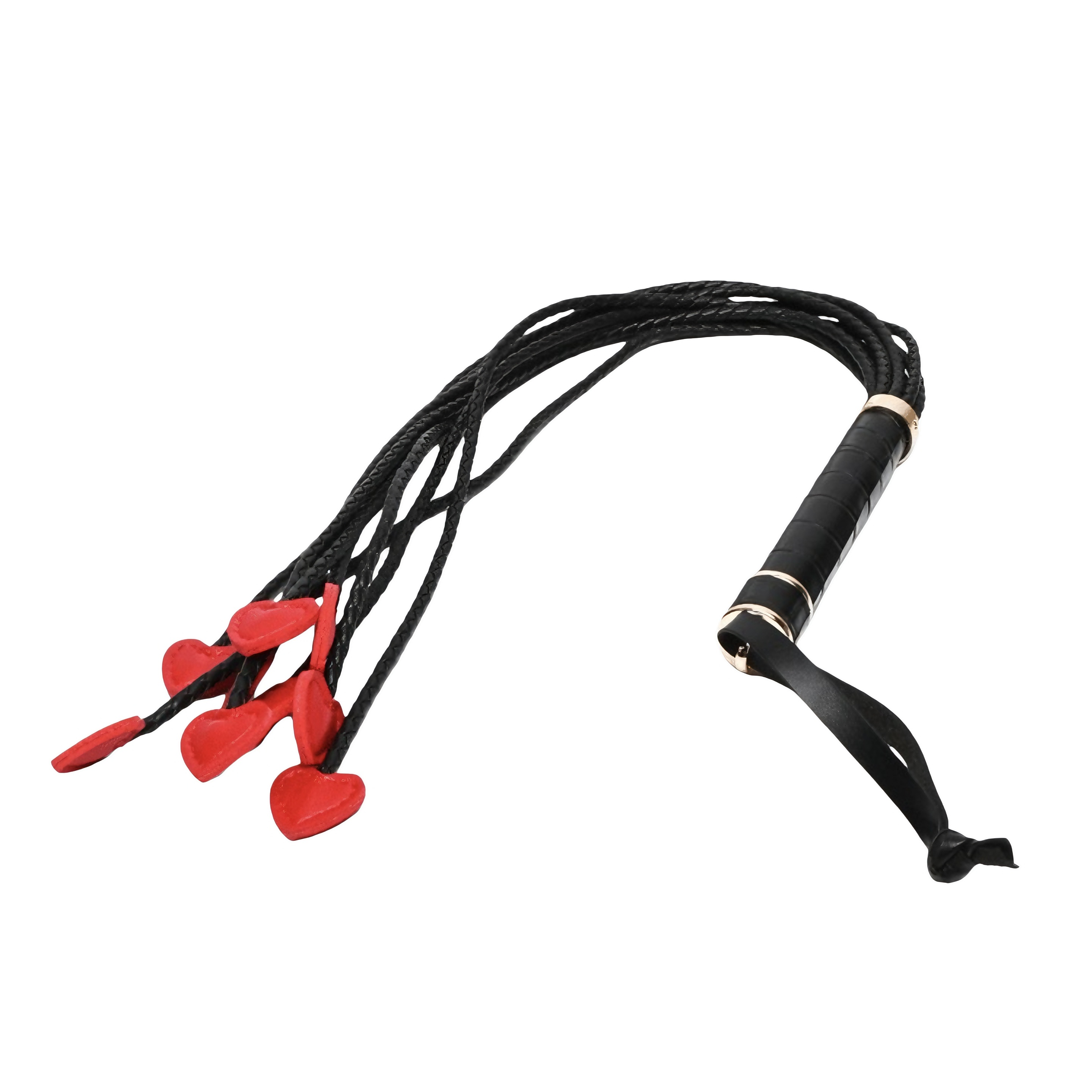 Luxefetters Black Flogger with Red Heart Tips