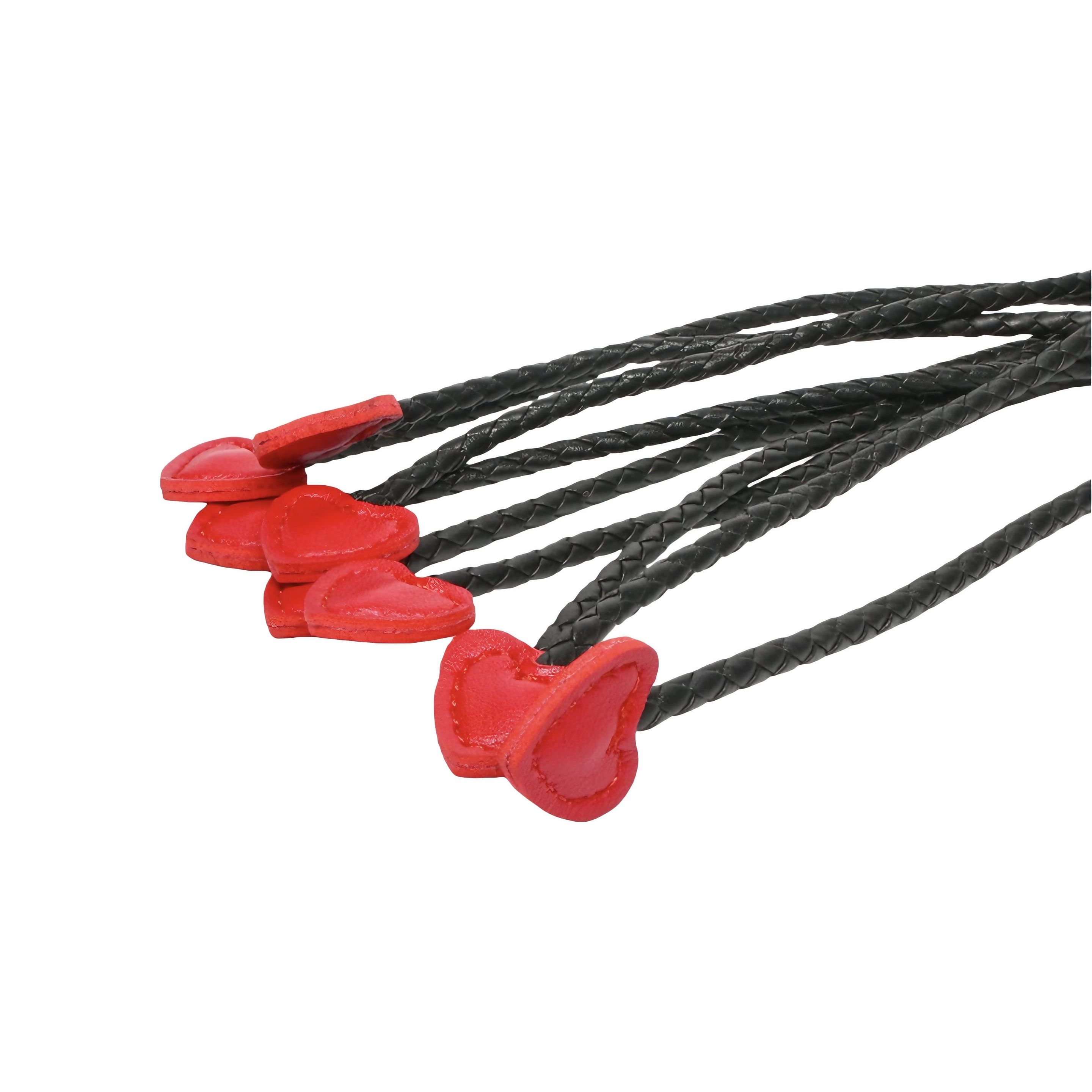Luxefetters Black Flogger with Red Heart Tips