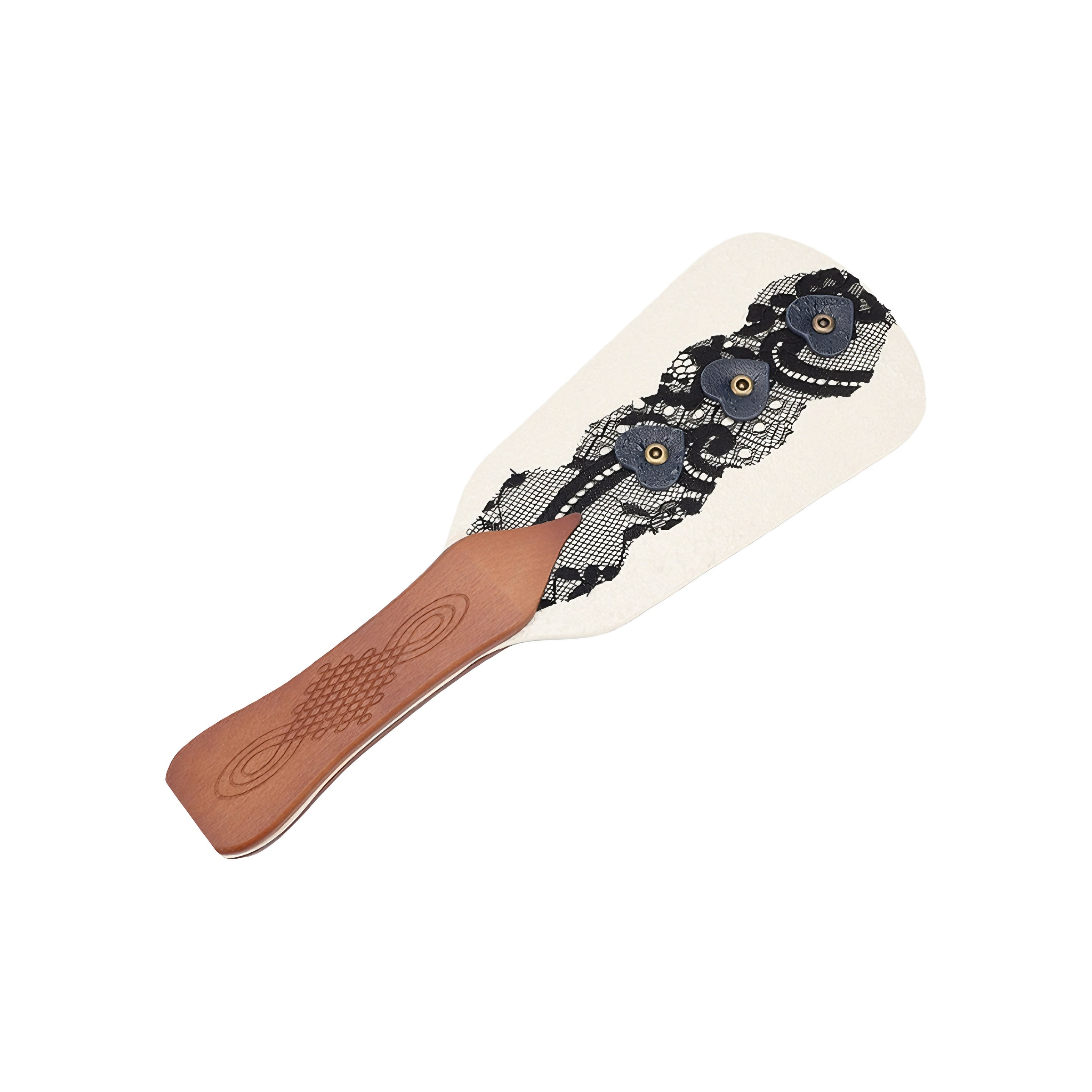 Luxefetters Leather & Wood Paddle with Red Hearts