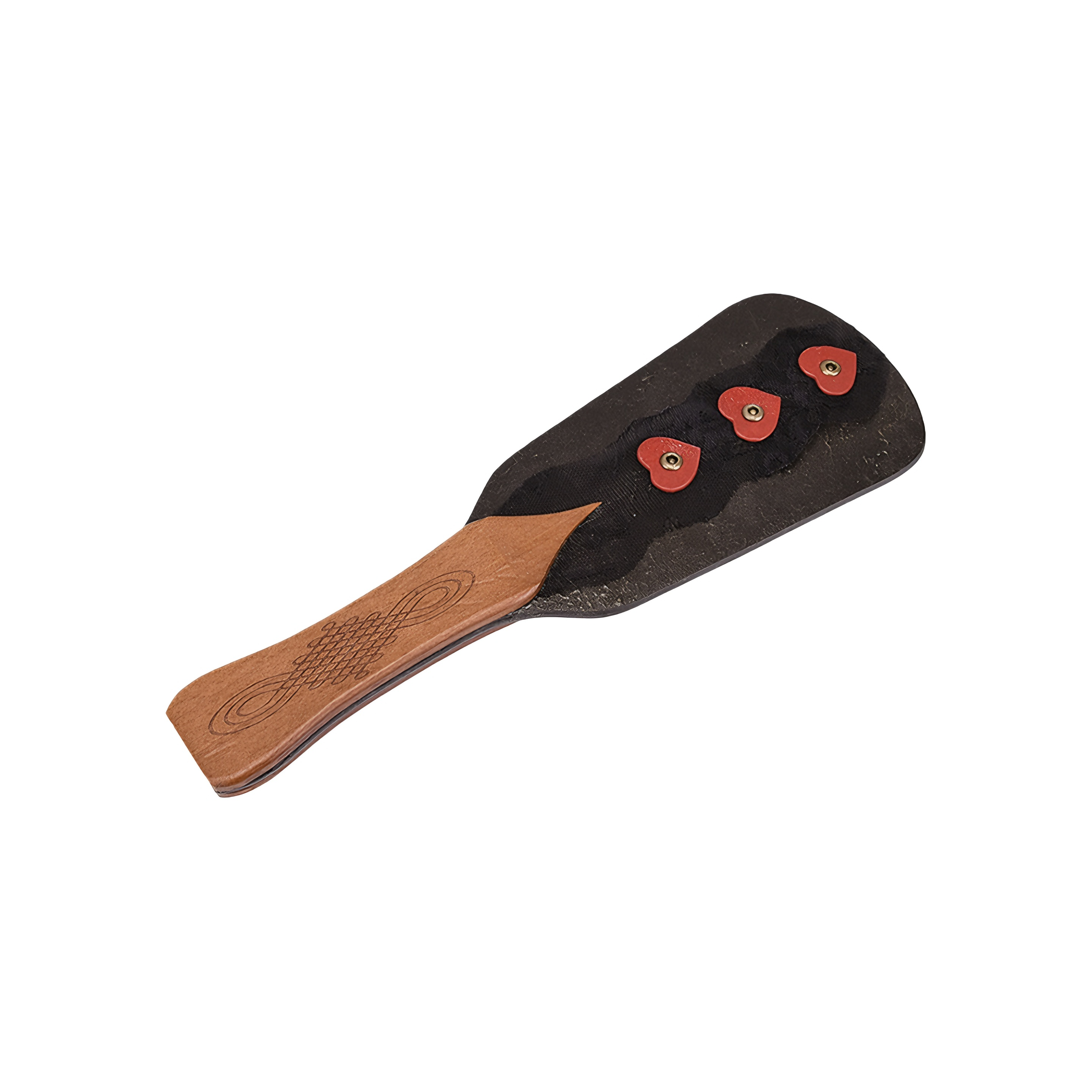 Luxefetters Leather & Wood Paddle with Red Hearts