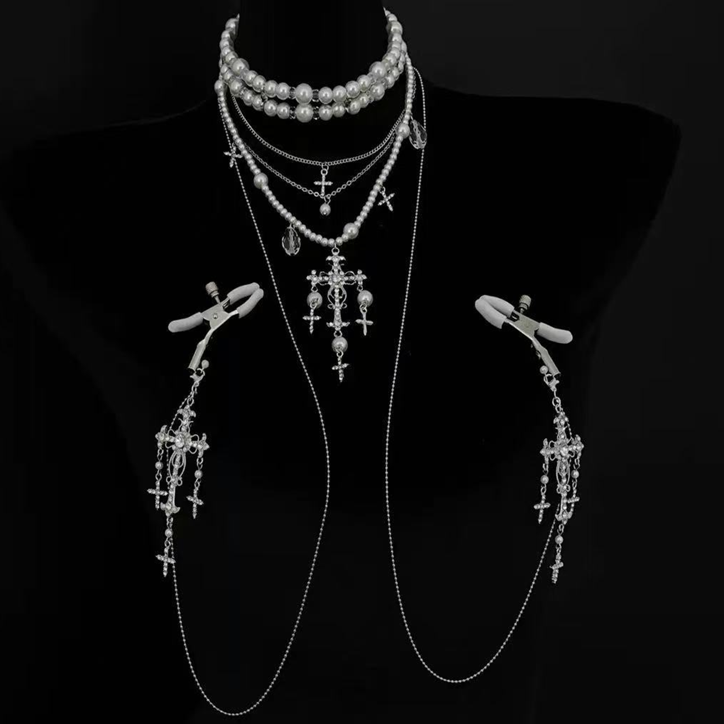 Luxefetters Ribbon Nipple Chain Choker