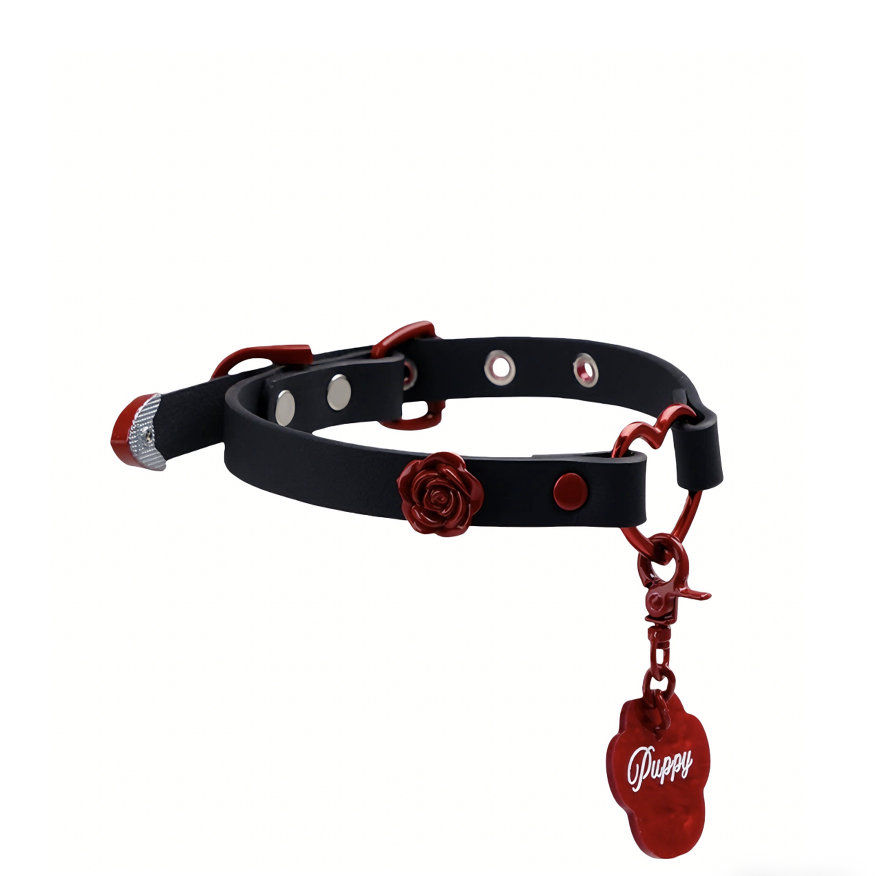 Luxefetters Red Rose & Puppy Heart Choker
