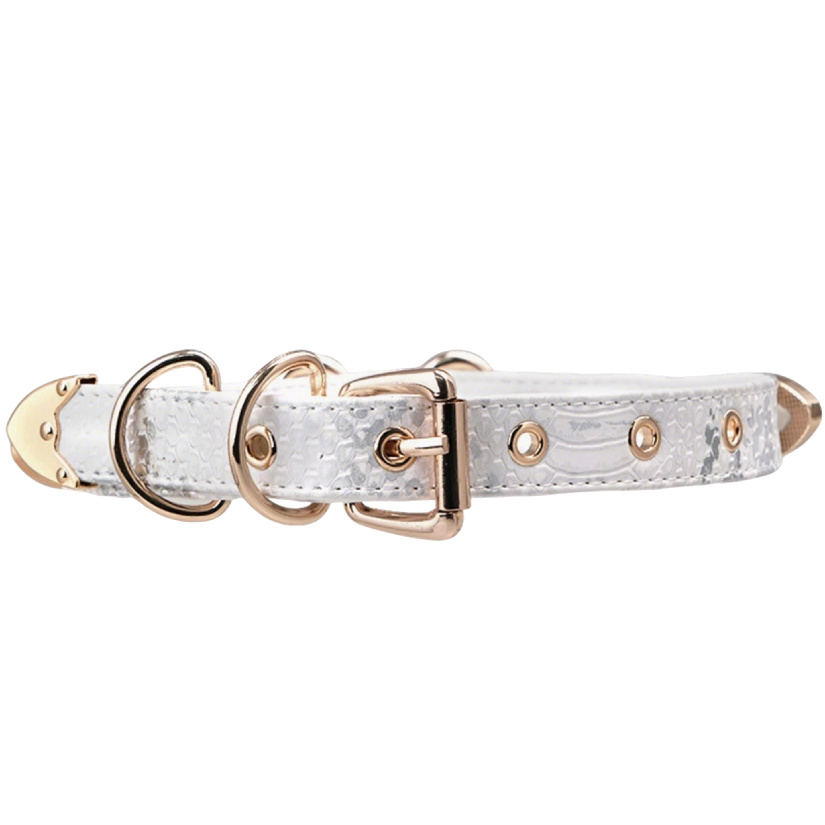 Luxefetters White Snakeskin Choker with Gold Bell
