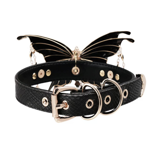 Luxefetters Butterfly Floral Leather Collar